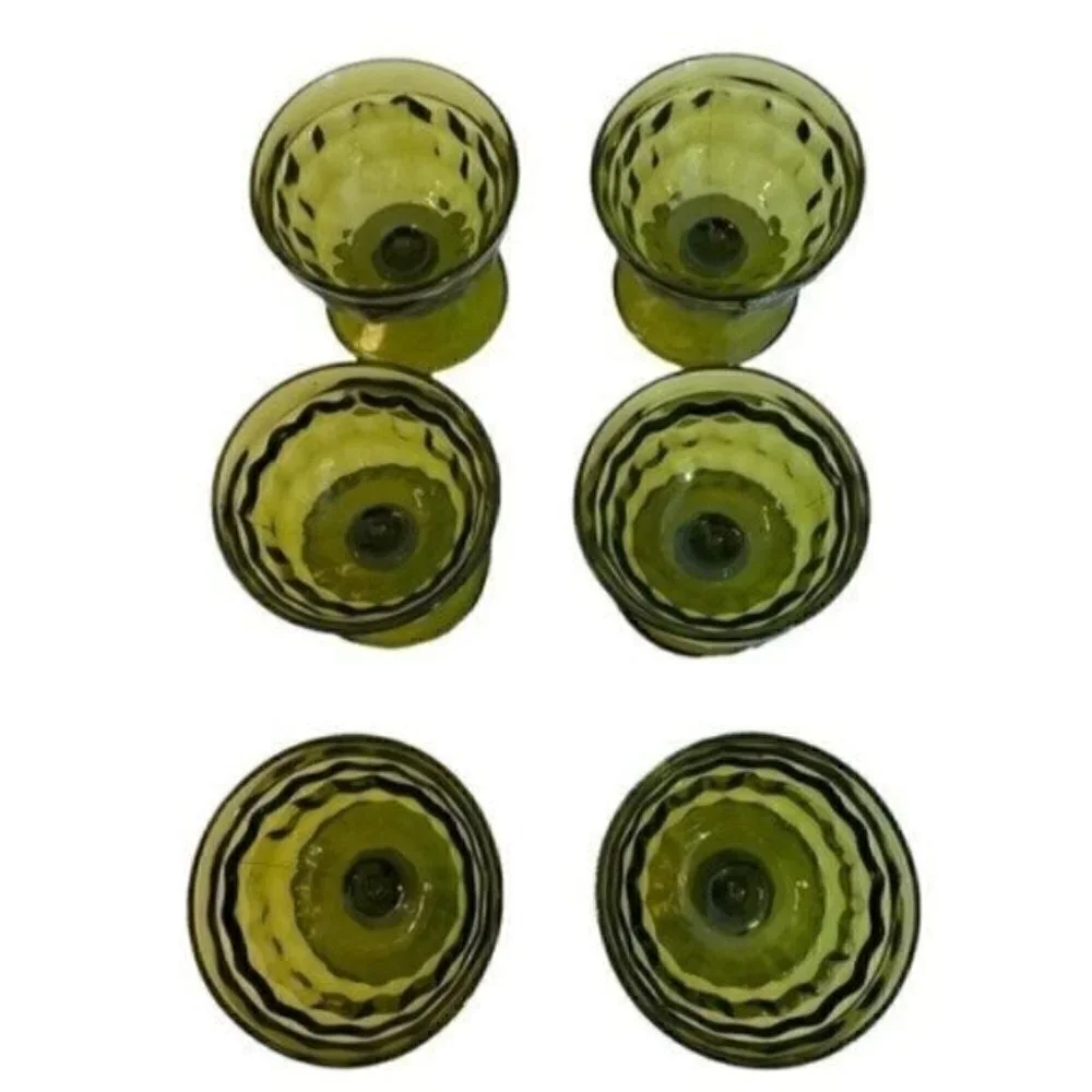 Vintage Champagne Sherbet Whitehall Green (Avocado) by COLONY set of 6